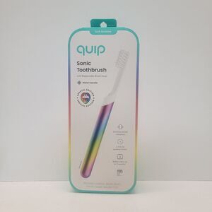 Quip Sonic Toothbrush – Limited Edition Rainbow Metal Handle – Soft Bristles...